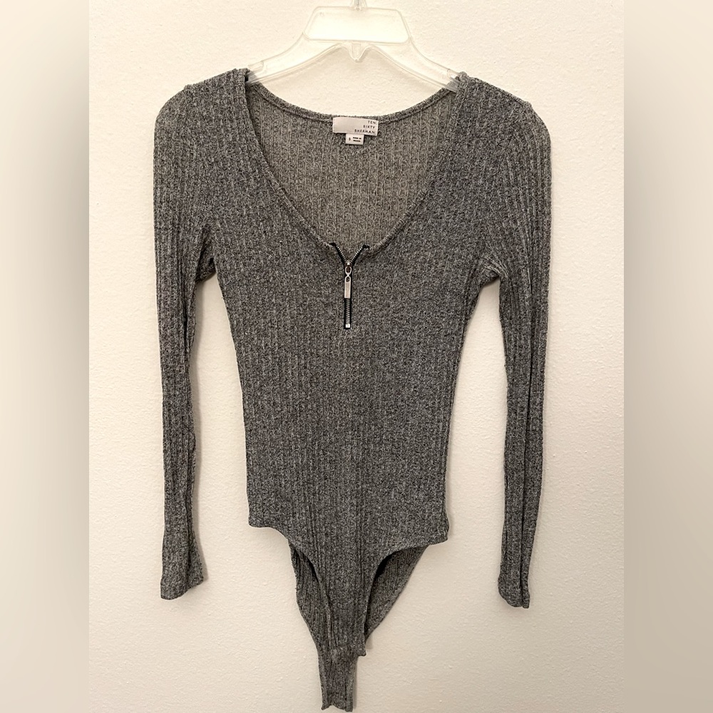 Gray sweater long sleeve body suit